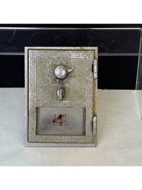 Vintage Corbin Post Office Mail Box Combination Door Front Silver Gray